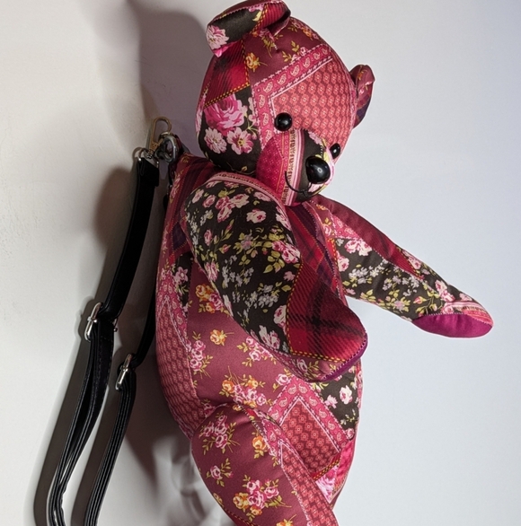 Delia\'s X Dolls Kill Pink Floral Patchwork Teddy Bear Backpack Purse main image 8